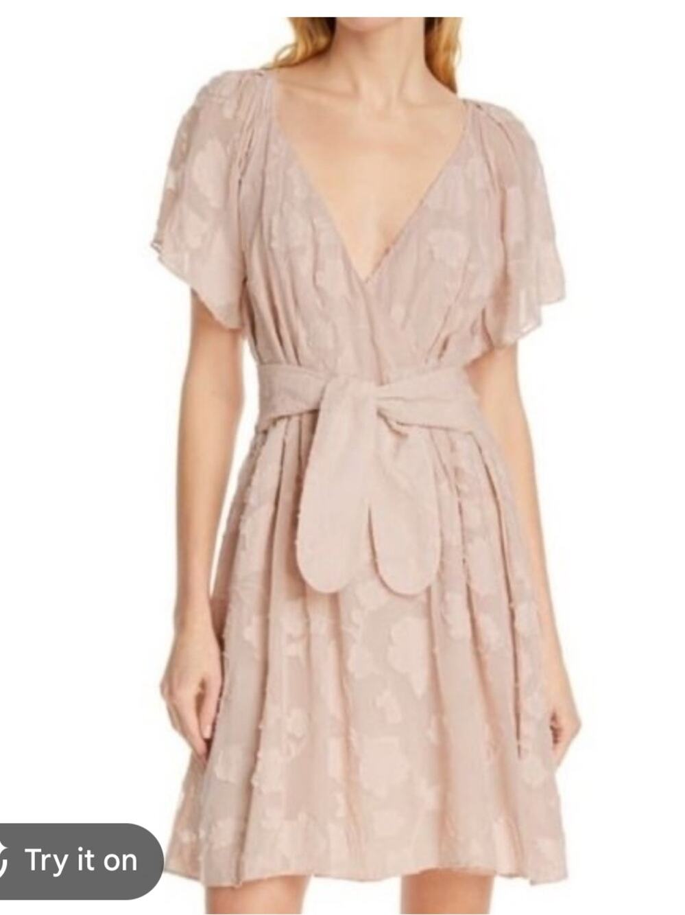 Joie Pink Floral Flutter Sleeve Mini Dress Womens 6 Coquette Girly Romantic